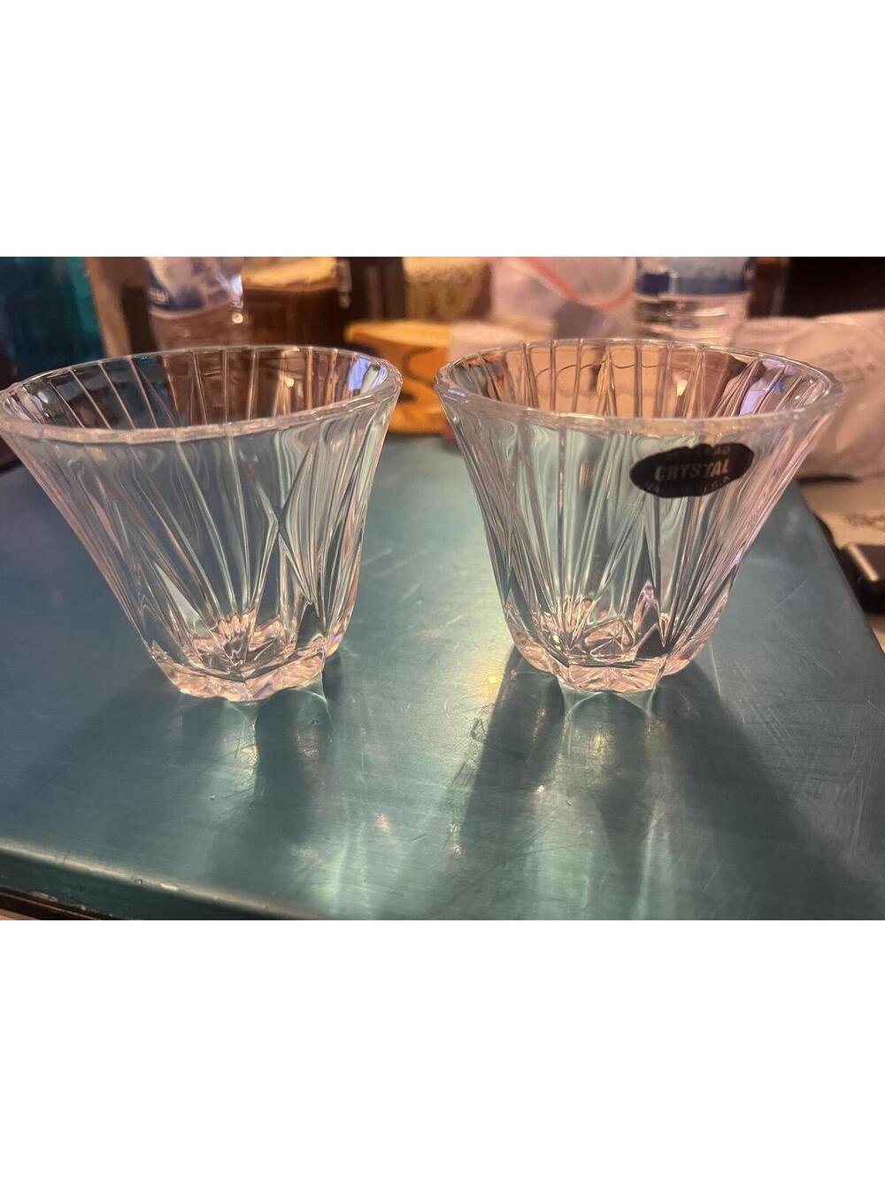 Pair of Clear Crystal Glass Cups